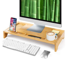 Bamboo Monitor Stand Riser Storage Organizer